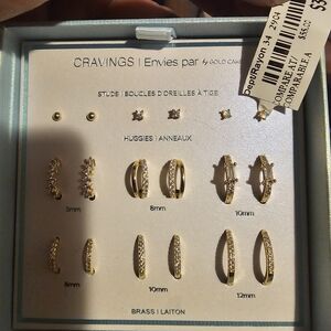 Cravings by Gold Cake Gold-Tone Huggie & Stud Earring Set